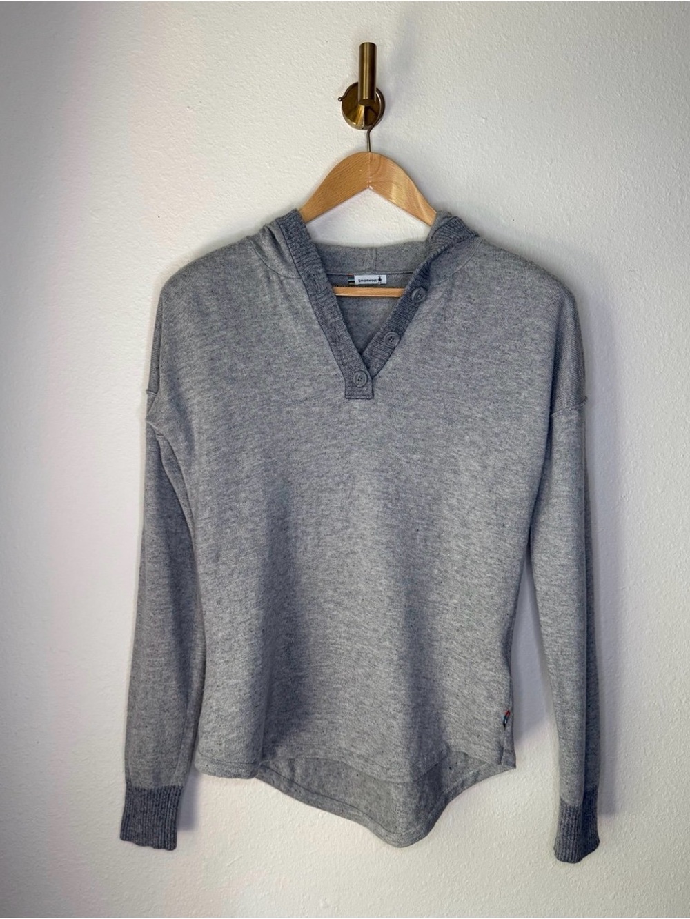 Smartwool Gray Hooded Henley Button Sweater Size XS